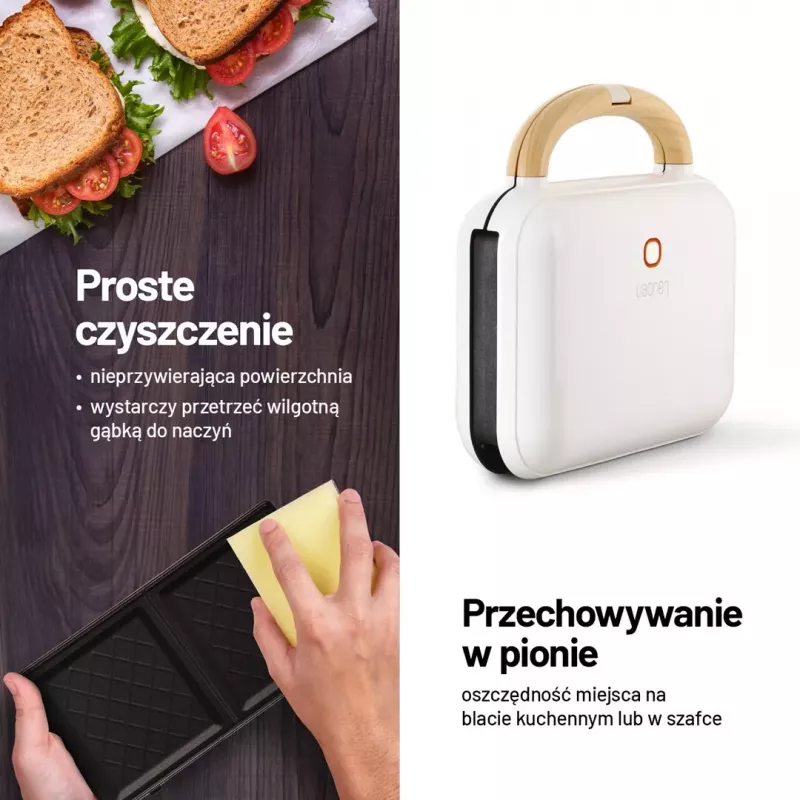 Lauben 3-in-1 900W sandwich maker - nero/argento