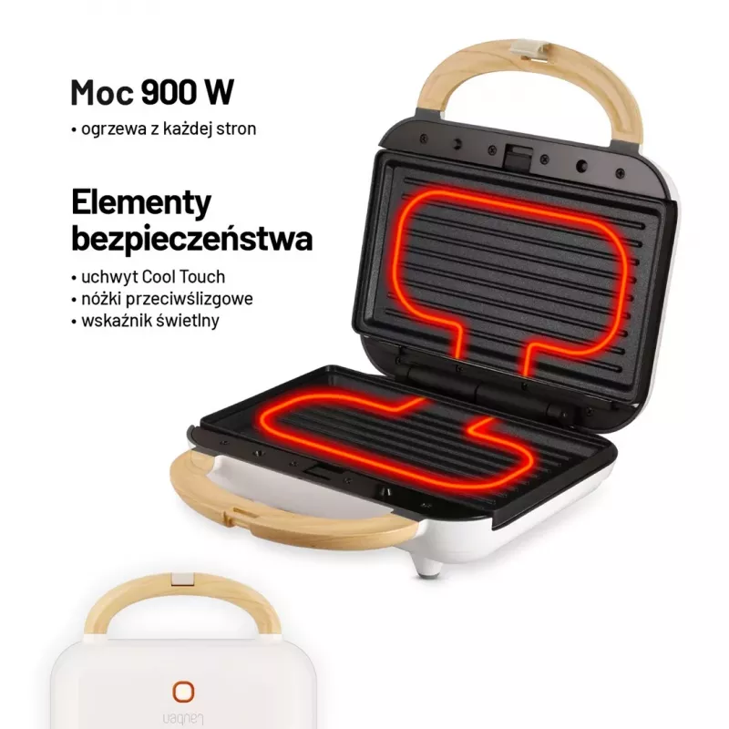 Lauben 3-in-1 900W sandwich maker - nero/argento