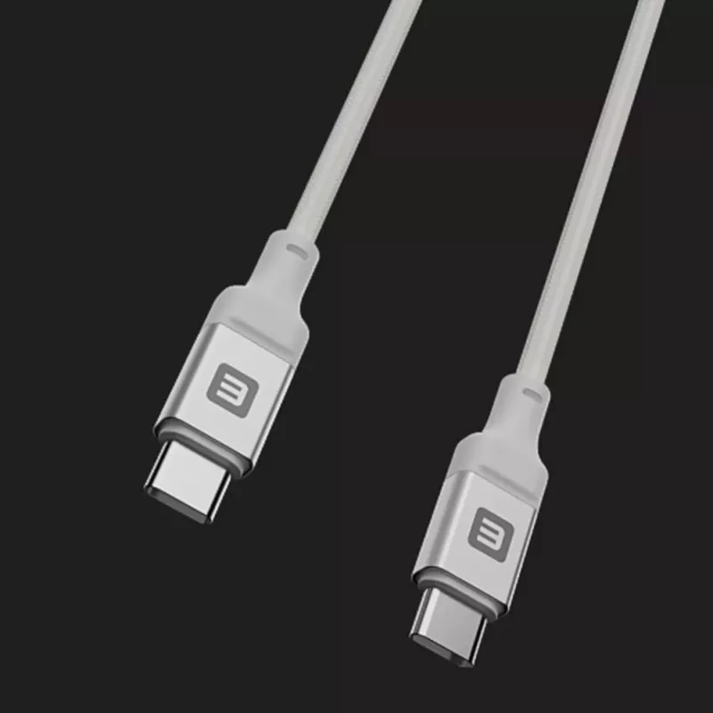 Evelatus cavo USB-C a USB-C 1,2m 60W PD nylon intrecciato bianco