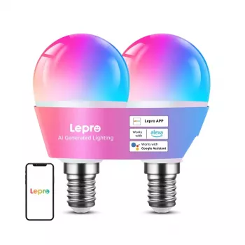 LEPRO BP1-2 lampada LED E14 con Bluetooth e Wi-Fi, 470 lm, confezione da 2