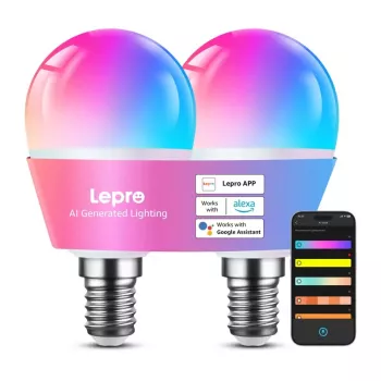 LEPRO BP1-2 lampada LED E14 con Bluetooth e Wi-Fi, 470 lm, confezione da 2