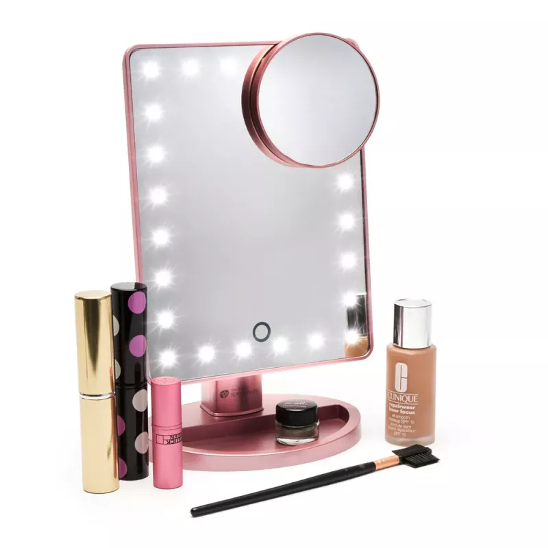 Rio MMSP-RG-EU/1,2 Specchio da trucco 24 LED touch dimmerabile, oro rosa