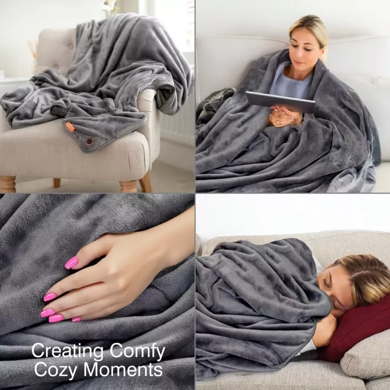Bodi-Tek BT-BLHT-EU/1.0 COZY Coperta termica Snuggle Blanket 130 x 160 cm, grigio