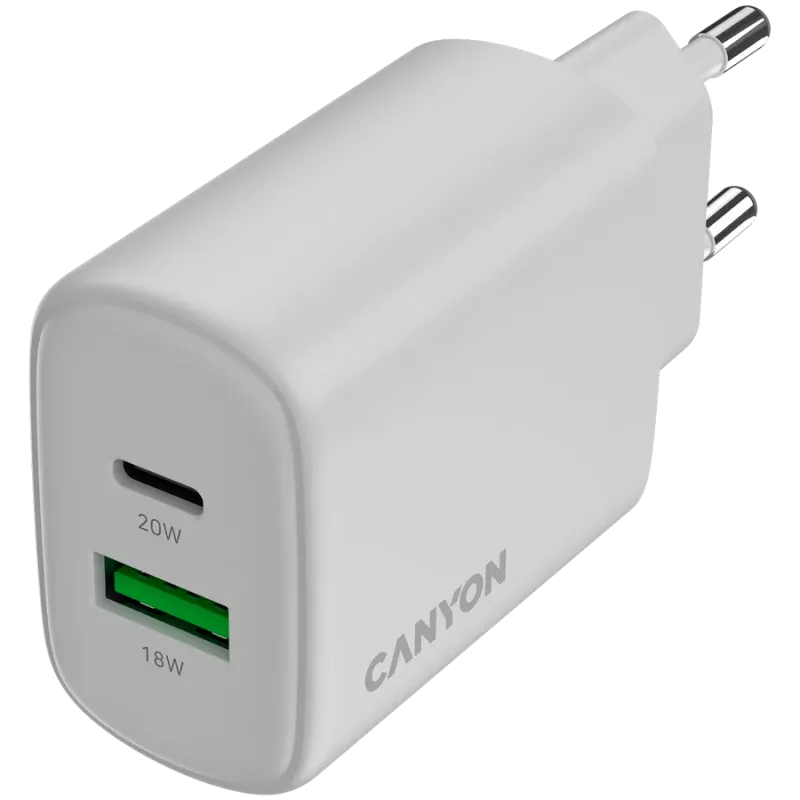 CANYON OnCharge 200 caricabatterie da parete 20W 1xPD 1xQC EU bianco