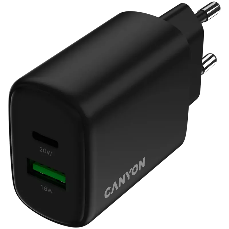 CANYON OnCharge 200 caricabatterie da parete 20W 1xPD 1xQC EU nero