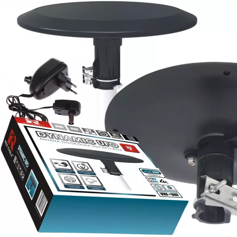 OPTICUM RED Opticum DVB-T Dynamic UFO-360 Antenna esterna omnidirezionale attiva nera