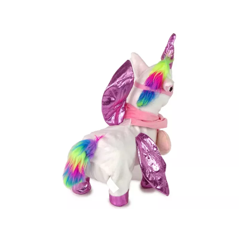 LEAN TOYS mascotte cavallo unicorno interattivo bianco rosa ali