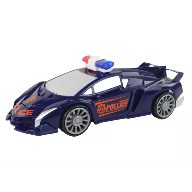 LEAN TOYS robot auto polizia blu navy 2in1 trasformazione