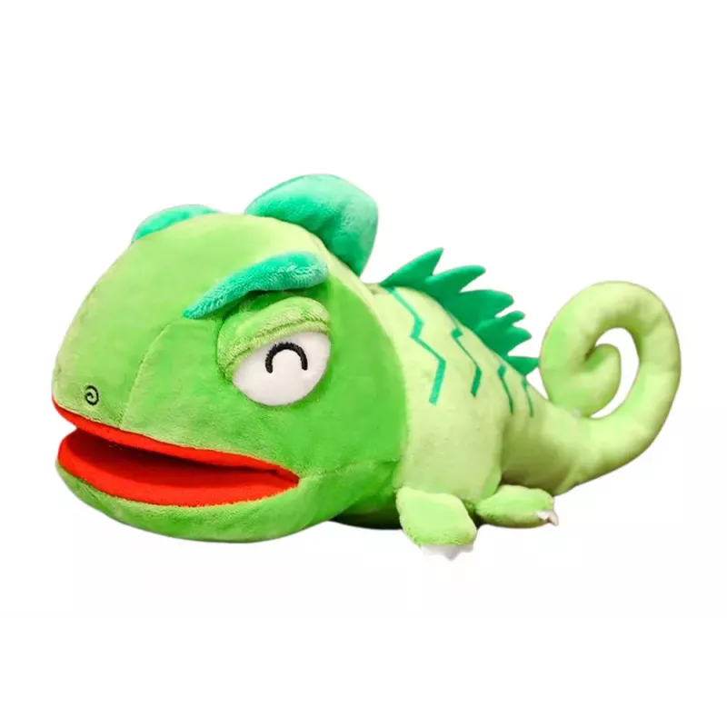 LEAN TOYS Marionetta a Mano Peluche Drago Verde Mascotte 30 cm