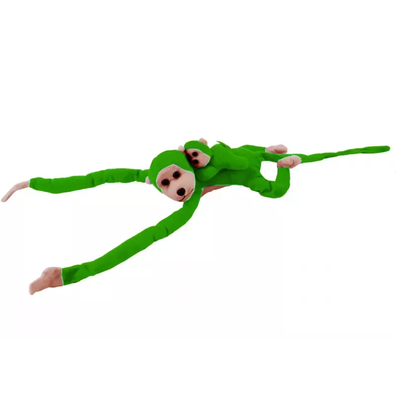 LEAN TOYS Mascotte peluche scimmia con cucciolo, verde 90 cm