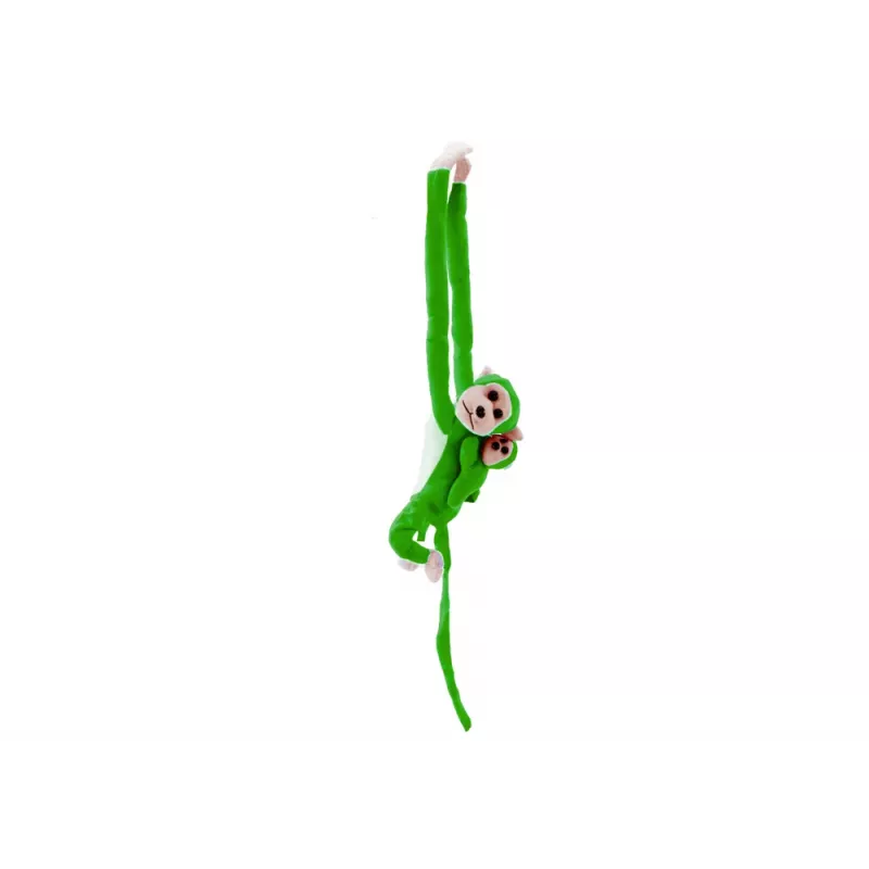 LEAN TOYS Mascotte peluche scimmia con cucciolo, verde 90 cm