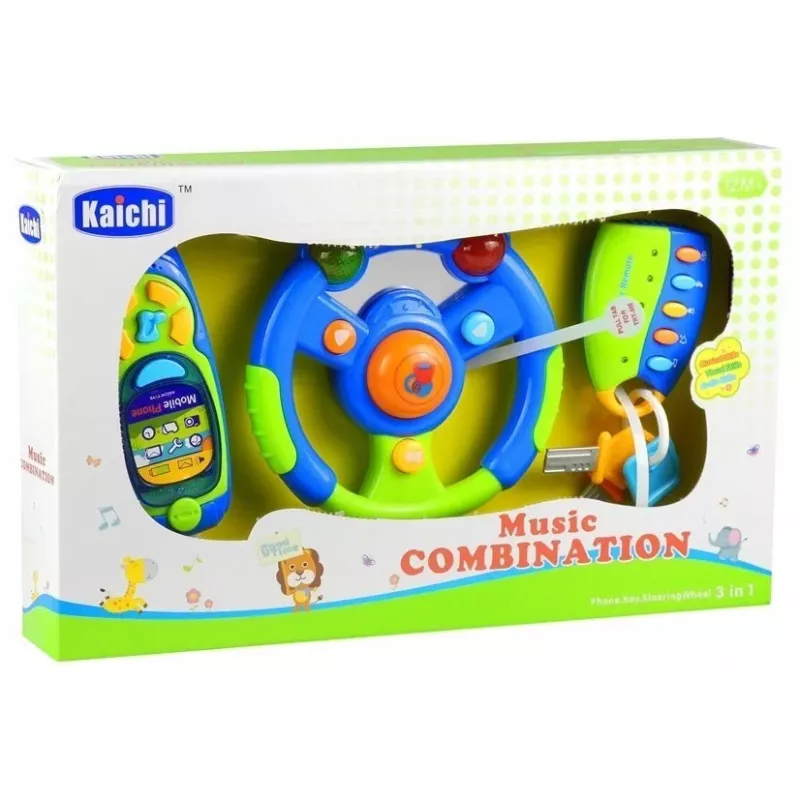 LEAN TOYS Set giocattolo per l'apprendimento interattivo con chiavi, volante e cellulare per neonati