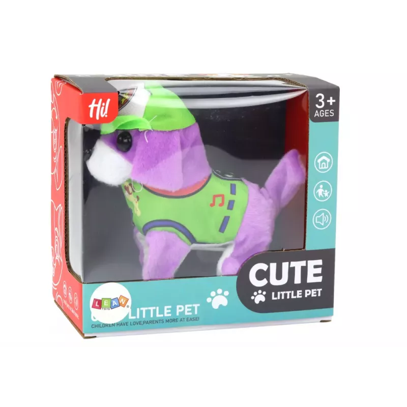 LEAN TOYS Cane peluche animale interattivo cammina abbaia viola