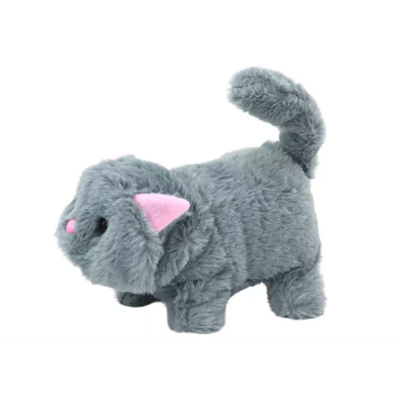 LEAN TOYS Peluche animale interattivo gattino cammina e miagola grigio