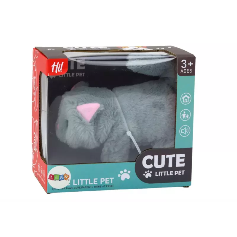 LEAN TOYS Peluche animale interattivo gattino cammina e miagola grigio