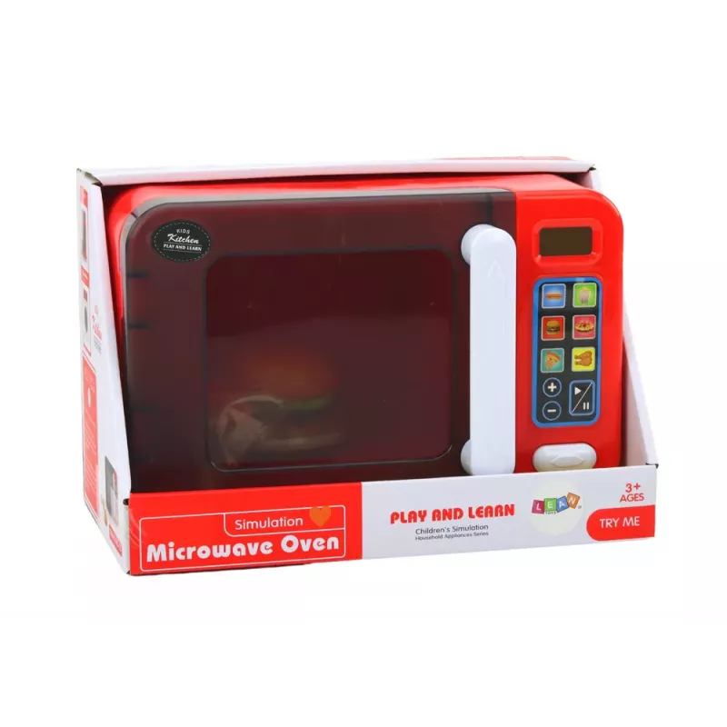 LEAN TOYS Giocattolo microonde, microonde rosso, accessori