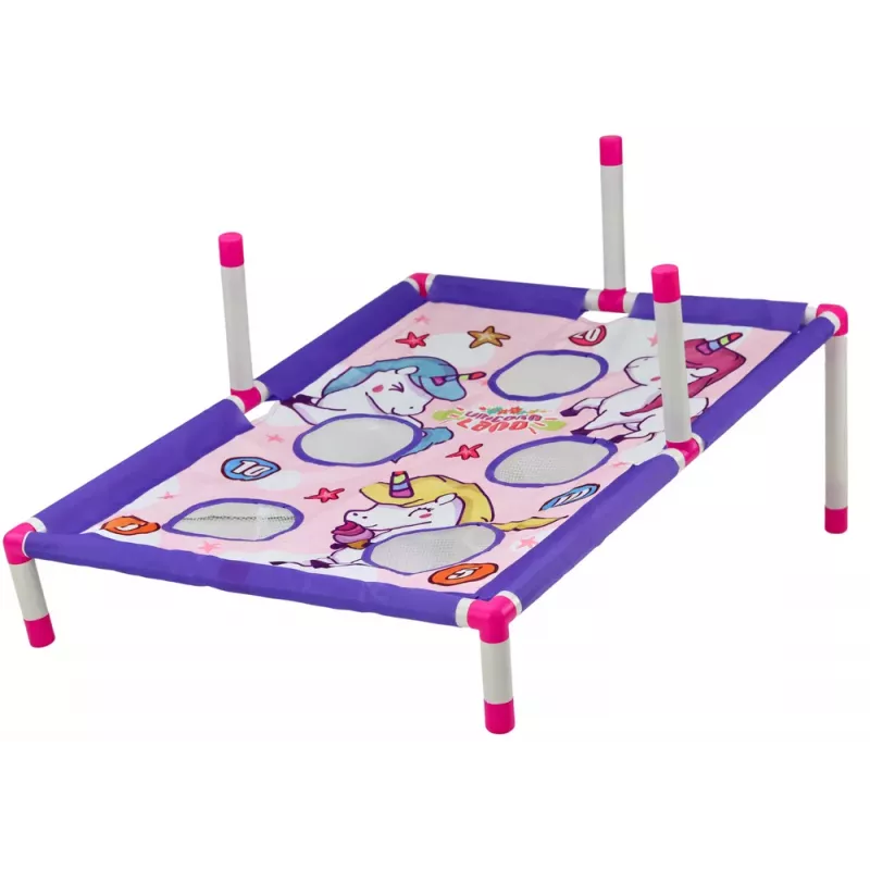 LEAN TOYS Gioco Arcade Canestro Lancio a Sacco 2in1 Tabellone Unicorno
