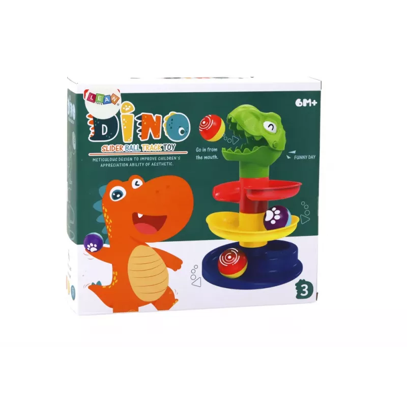 LEAN TOYS Scivolo Didattico per Palle Impilabili Verde Dinosauro