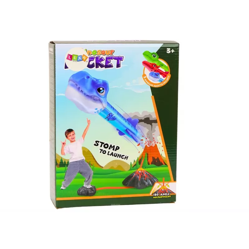 LEAN TOYS Set gioco lanciarazzi regolabile dinosauro vulcano