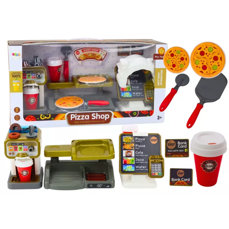 LEAN TOYS Set Negozio Pizza Macchina del Caffè Bevande Registratore di Cassa Gioco di Ruolo