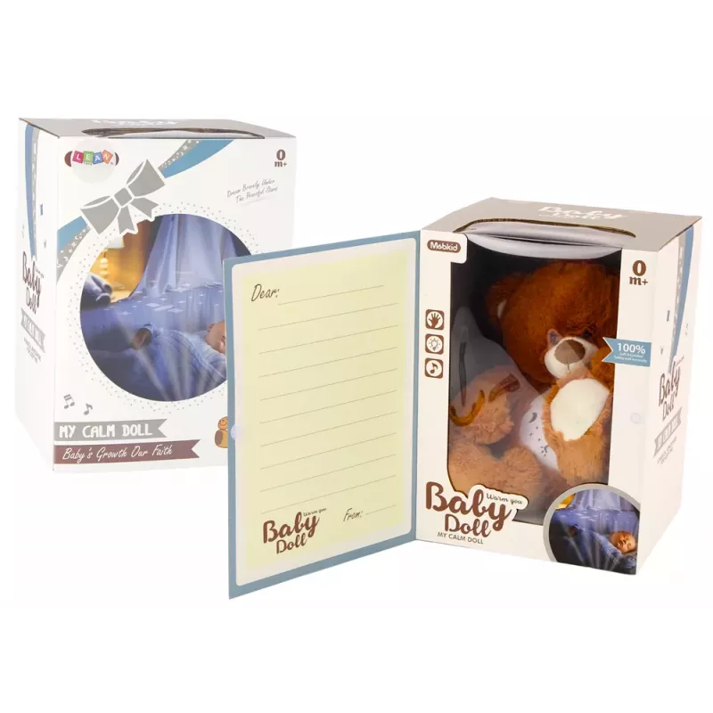 LEAN TOYS Orsetto luminoso da addormentamento con suoni modalità notte e giorno marrone