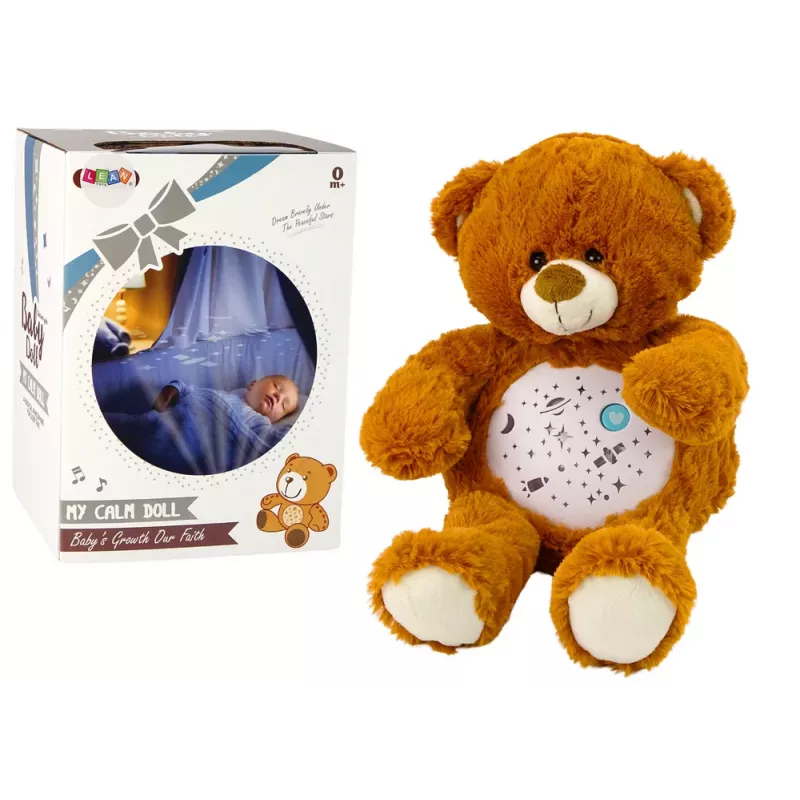 LEAN TOYS Orsetto luminoso da addormentamento con suoni modalità notte e giorno marrone