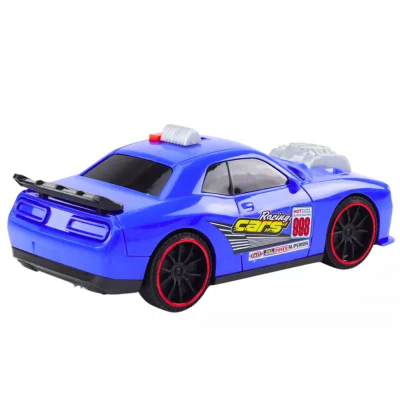 LEAN TOYS auto da corsa con luce, suono e cofano apribile blu