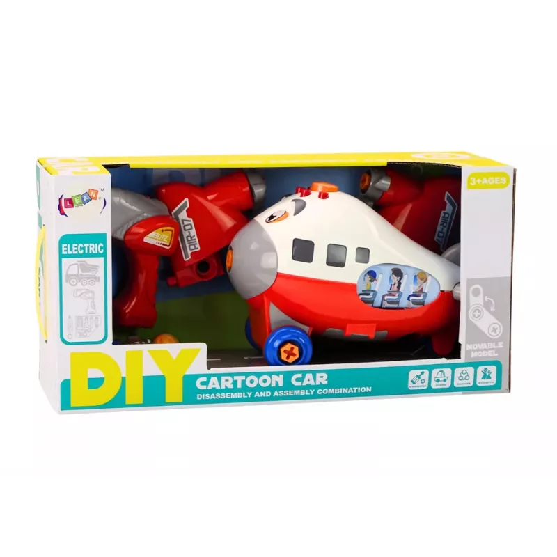 LEAN TOYS aereo cartone animato con ali girevoli fai da te rosso
