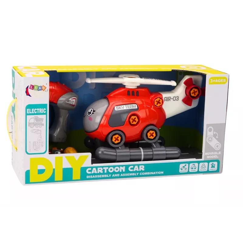 LEAN TOYS Elicottero Cartoon Girevole Fai da Te Rosso