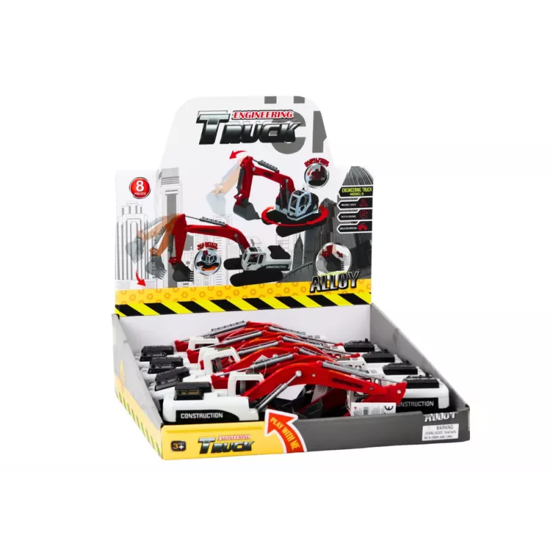 LEAN TOYS Escavatore Cingolato Bianco e Rosso Benna in Metallo
