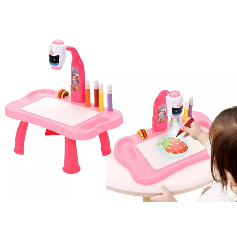 LEAN TOYS Mini proiettore robot da tavolo accessorio 2in1 rosa
