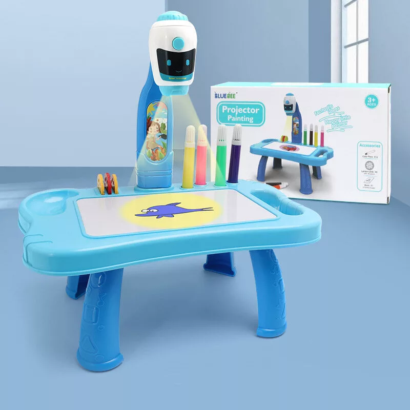 LEAN TOYS Mini proiettore robot da tavolo accessorio 2in1 blu