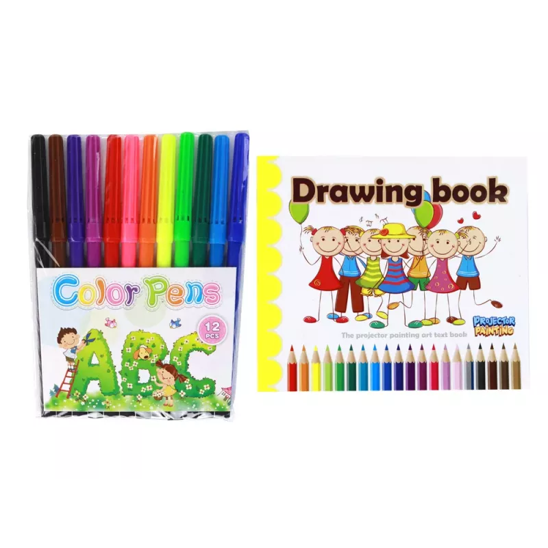 LEAN TOYS Proiettore da disegno unicorno con pennarelli e inserti, rosa