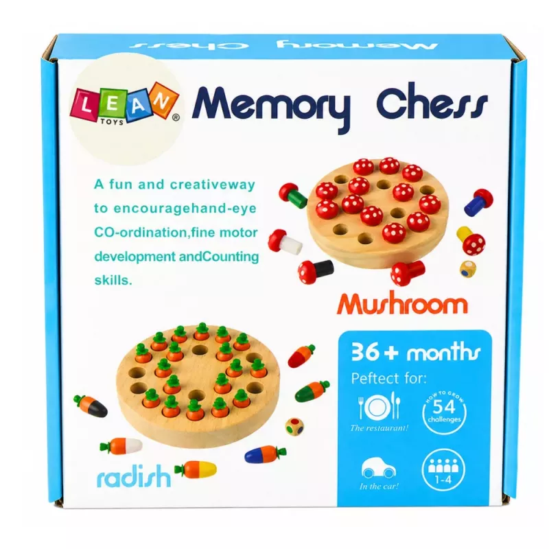 LEAN TOYS Gioco memory per famiglie funghi in legno