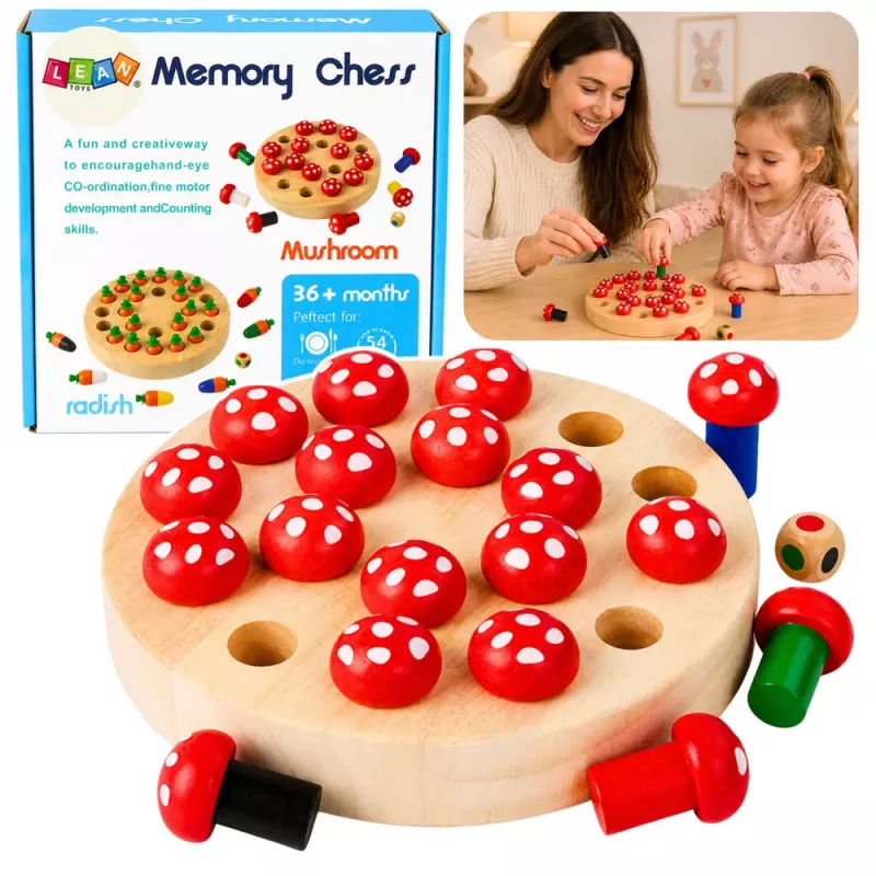LEAN TOYS Gioco memory per famiglie funghi in legno