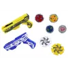 LEAN TOYS Set lanciatore pistola con 4 dischi in metallo blu giallo luci