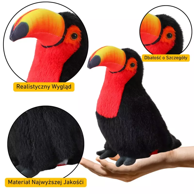 LEAN TOYS Tucano di peluche animale peluche mascotte peluche rosso 20cm