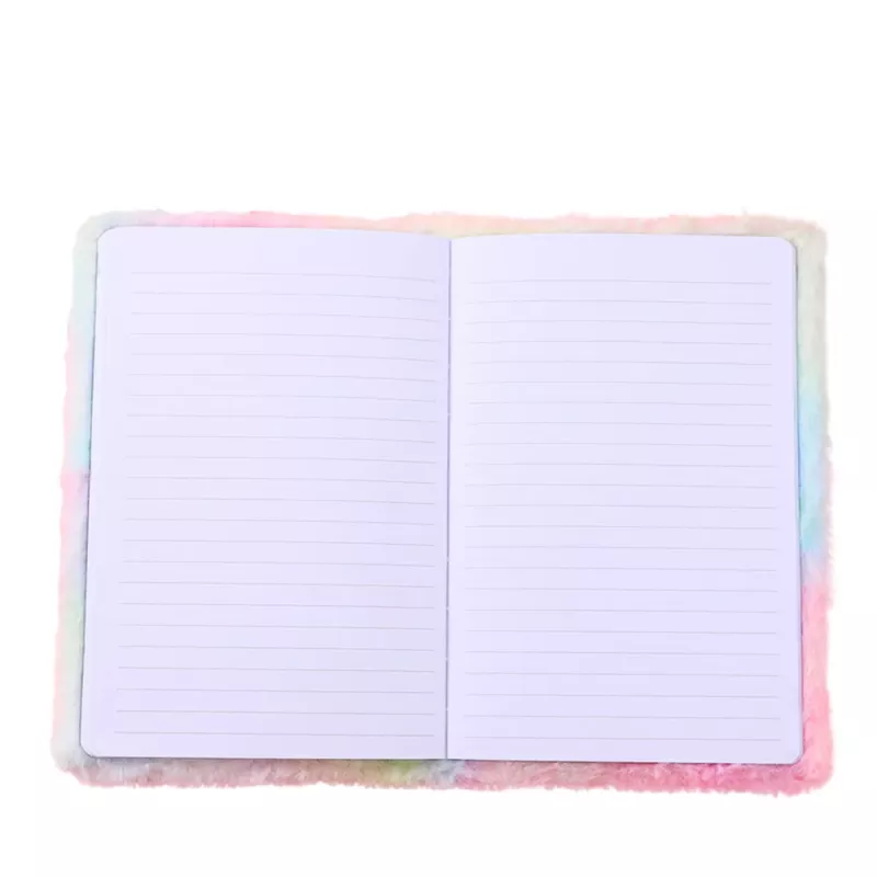 LEAN Quaderno peluche pelo rigato con unicorno colorato A5