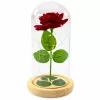 LEAN Rosa eterna in campana di vetro illuminazione LED rossa 21x11cm