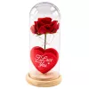 LEAN Rosa eterna in campana con illuminazione LED rossa con cuore 18,5x8 cm