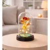 LEAN Rosa eterna in cristallo in campana con illuminazione LED rossa 21x11cm