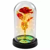 LEAN Rosa eterna in cristallo in campana con illuminazione LED rossa 21x11cm
