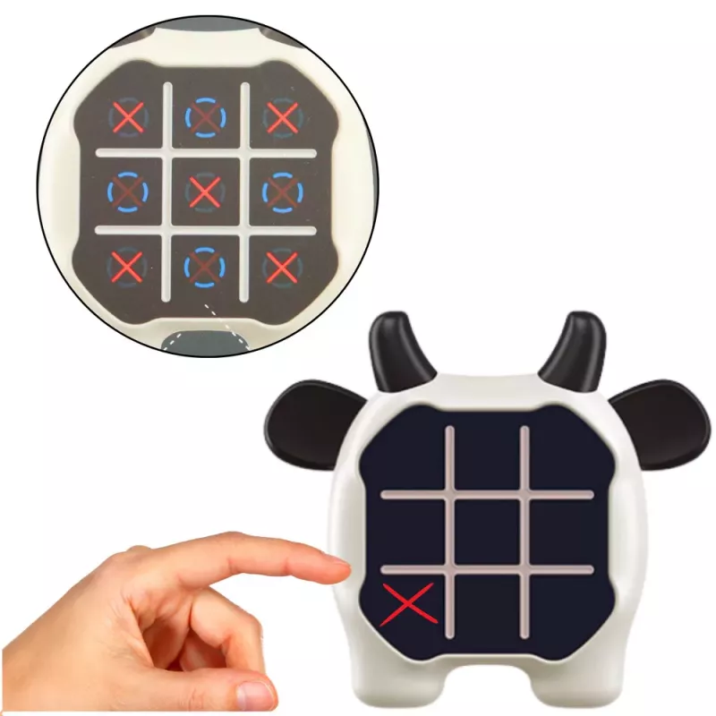 LEAN TOYS Gioco elettronico 3in1 tris memory mucca bianco e nero