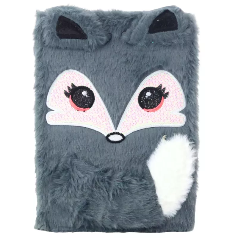 LEAN Quaderno peluche a righe volpe grigia A5 80 fogli