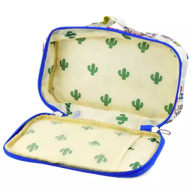LEAN Astuccio scolastico organizer spazioso con tasca aggiuntiva gufi bianco 21,5 cm