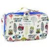 LEAN Astuccio scolastico organizer borsa cosmetici tasca gufi bianco 22,5 cm