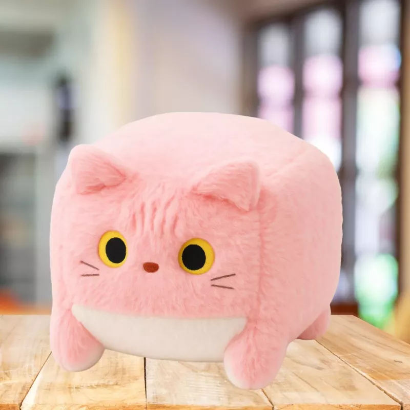 LEAN TOYS mascotte in peluche cubo gatto rosa 18 cm