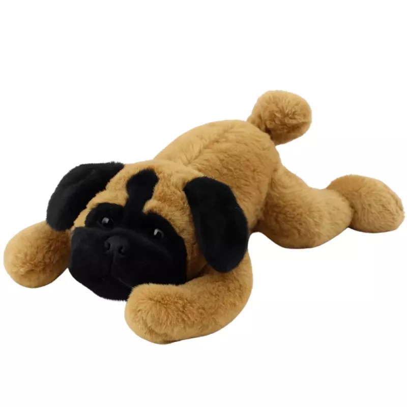 LEAN TOYS Peluche carlino cane sdraiato marrone 40 cm
