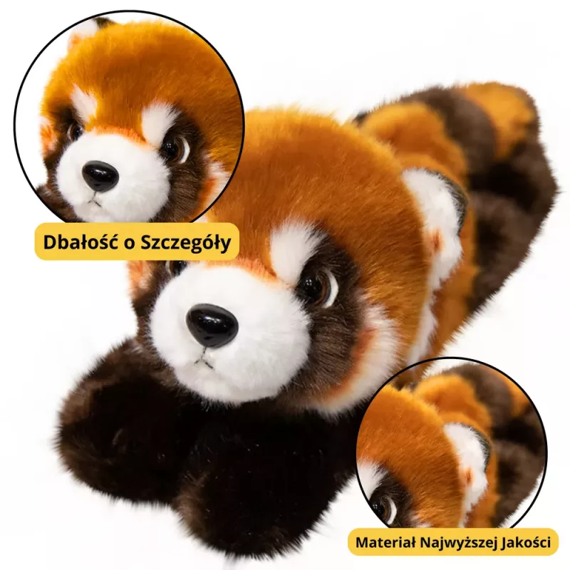 LEAN TOYS Portachiavi peluche mascotte panda rosso con moschettone e anello, 13 cm
