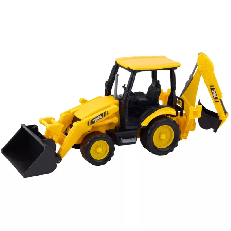 LEAN TOYS Escavatore da costruzione con trazione due benne mobili giallo